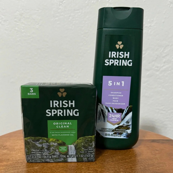 (Bundle) 3 Pack Irish Spring Bar Soap + 5-in-1 Body Wash & Shampoo 20oz - Picture 2 of 3